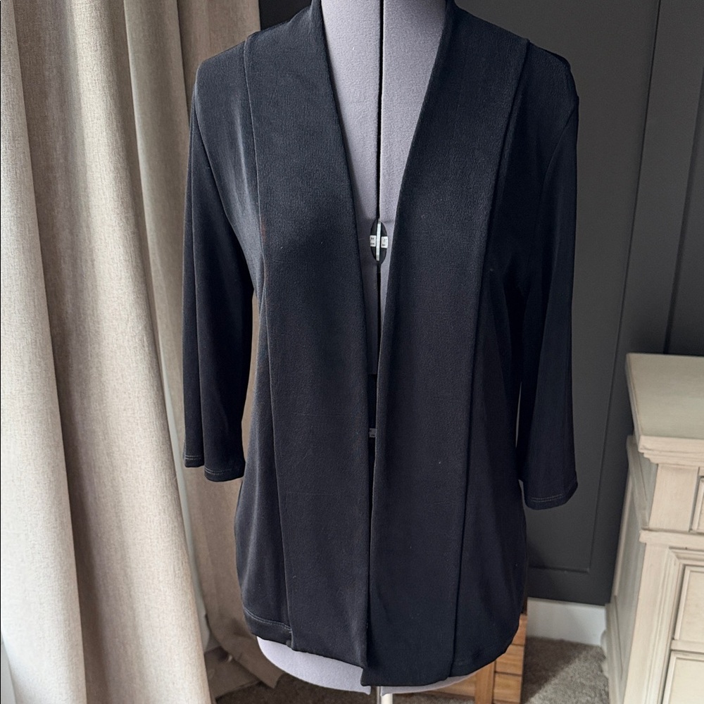 Travelers by Chicos Black Women's Open Front Cardigan size 0‎ US 4 Small EUC